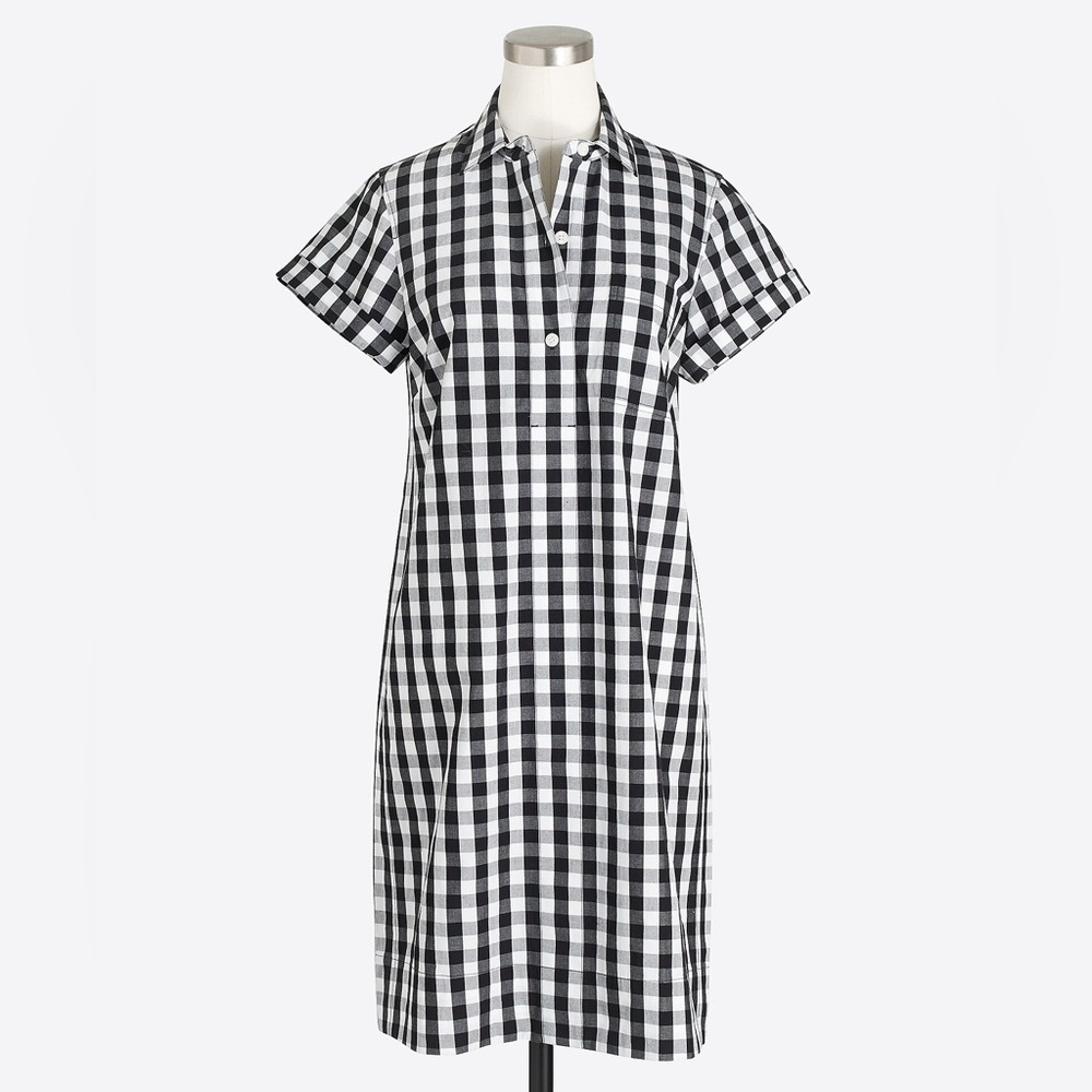 J Crew Checkered Gingham Shirt Dress
